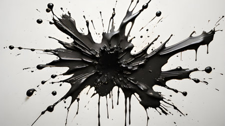 A striking black ink splash against a clean white background, perfect for adding an artistic and modern touch to any design project.の素材