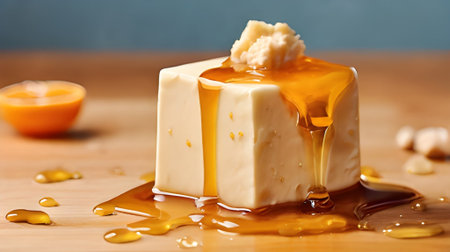A delicious tofu dessert with honey and orange. A healthy and vegan treat that is perfect for a light and refreshing snack or dessert.の素材