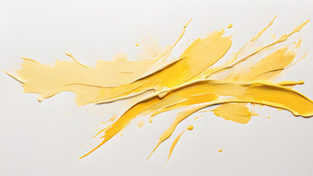 A vibrant abstract background featuring bold yellow paint strokes, perfect for adding an artistic touch to any creative project or design.の素材