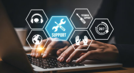 Providing technical support and customer service solutions with online assistance and virtual assistant services for your business needs today.の素材