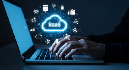 SaaS - software as a service. Business, modern technology and internet concept.の素材