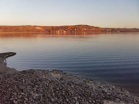 autumn landscape of the coast with the village. Sviyazhsk, Russia