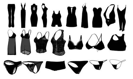 Silhouette woman clothes and lingerie の写真素材