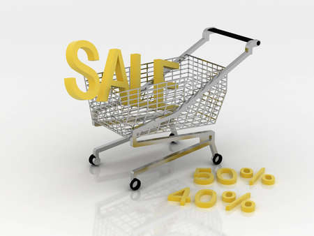 Cart for the shopping in salesの写真素材