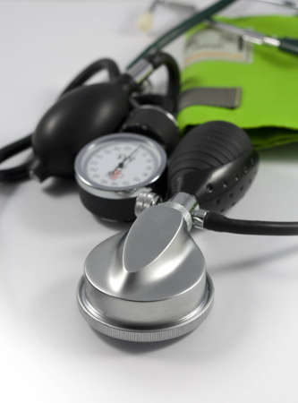 Medical sphygmomanometer on a white background 