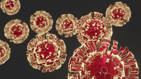 Coronavirus under the microscopeの写真素材