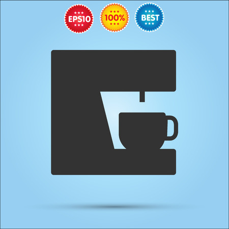 Coffee machine icon isolated on blue backgroundのイラスト素材