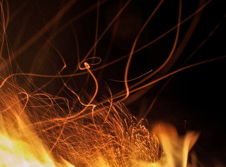 Long exposure photo of fire sparkles.