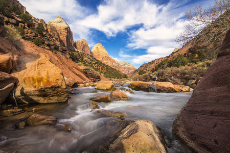 Zion National Park waterfallの写真素材