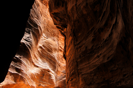 Empty Siq of world wonder Petra in Jordanの写真素材