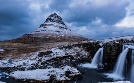 Kirkjufell Mountain in wintertime