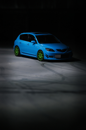 DUBAI, UAE - JUNE 22, 2016: Blue Mazda 3のeditorial素材