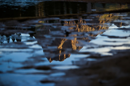 Reflection of mountains in water