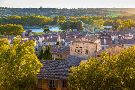 Aerial view on city of Avignonの写真素材