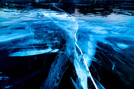 Ice cracked from the cold.の写真素材