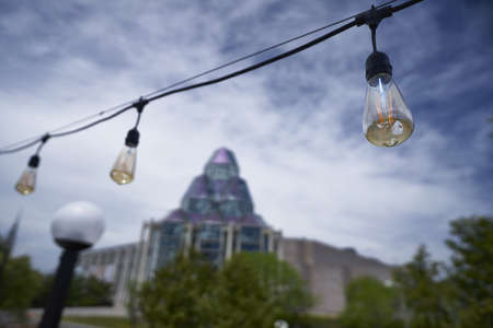 light bulb and blue skyの写真素材