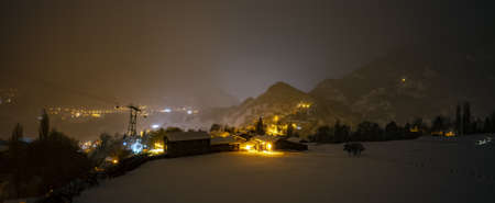 Cozy Winter Night in a Ski Village