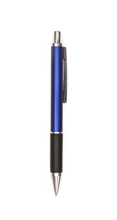 Blue pen, isolated on white backgroundの写真素材