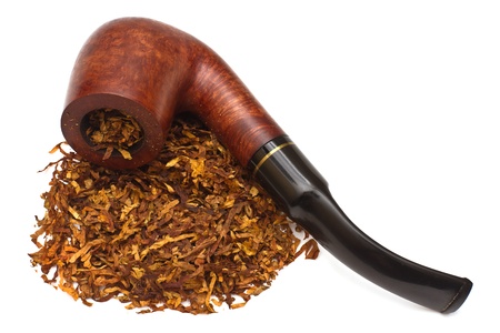 Smoking pipe with tobacco, isolatedの写真素材