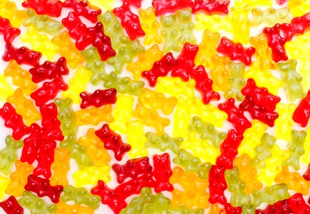 A lot of gummy bears as backgroundの写真素材