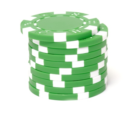 Poker chips on white backgroundの写真素材