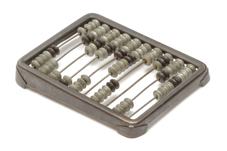 Old metallic abacus on whiteの写真素材