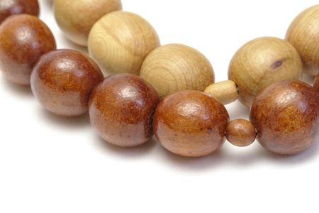 Wooden rosary on white backgroundの写真素材