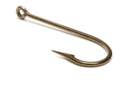 Fishing hook isolated on white backgroundの写真素材