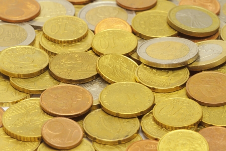 Euro coins closeup as backgroundの写真素材