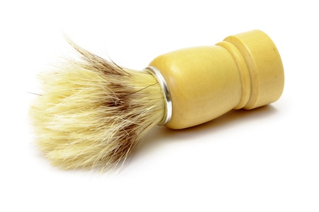 Shaving brush isolated on whiteの写真素材