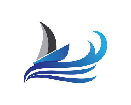 Wave boat beach logoのイラスト素材