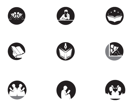 Reading Book icon and symbols Illustrationのイラスト素材