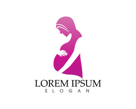 Happy pregnant woman touching her belly. Pregnancyのイラスト素材