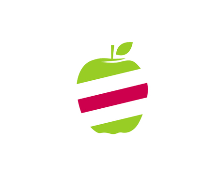Green and red stripe appleのイラスト素材