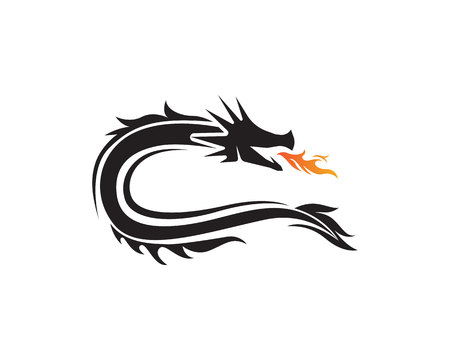 Head dragon flat color logo template vector illustrationのイラスト素材