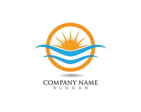 Wave and sun nature logo and symbols template icons appのイラスト素材