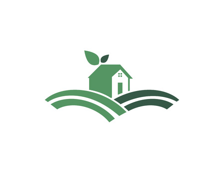 Home leaf green nature logo iconsのイラスト素材
