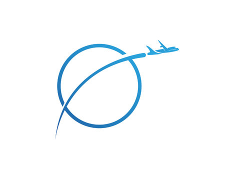 Aircraft, airplane, airline logo or label. Journey, air travel, airliner symbol. Vector illustrationのイラスト素材