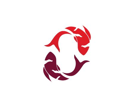 carp koi design on white background. Animal. Fish Icon. Underwater. Easy editable layered vector illustrationのイラスト素材