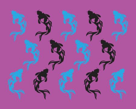 carp koi design on white background. Animal. Fish Icon. Underwater. Easy editable layered vector illustrationのイラスト素材