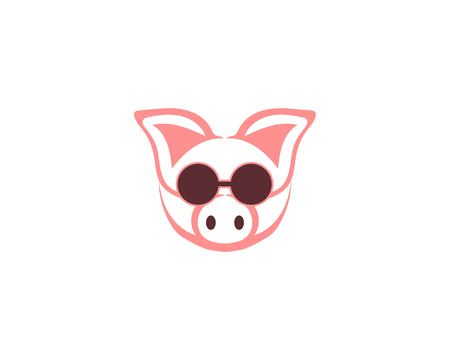 Pig head logo animal vectorのイラスト素材