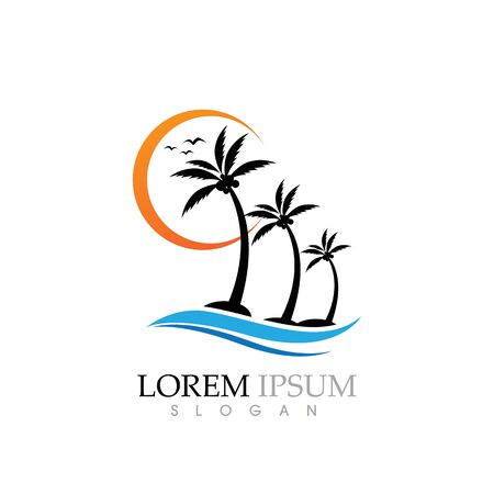Palm tree summer logo template vector illustrationのイラスト素材