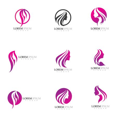 Beauty Women face silhouette character Templateのイラスト素材