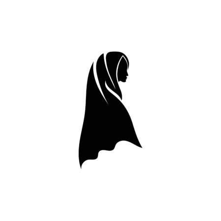 Hijab women black silhouette vector icons appのイラスト素材