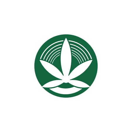 Cannabis marijuana hemp leaf logo and symbolのイラスト素材