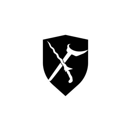 Shield and keris  with its elaborately carved handle and wavy blade is a uniqueのイラスト素材