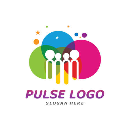 Colorful Pulse logo design concept vector. People Beat logo Template Vectorのイラスト素材