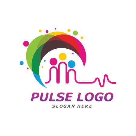 Colorful Pulse logo design concept vector. People Beat logo Template Vectorのイラスト素材