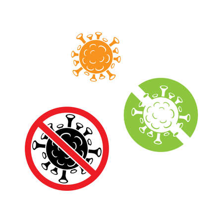 Coronavirus covid-19 prohibition sign flat vector imageのイラスト素材