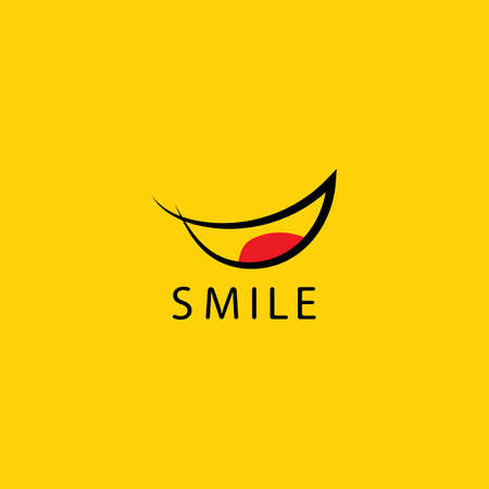 Smile logo in yellow background vectorのイラスト素材